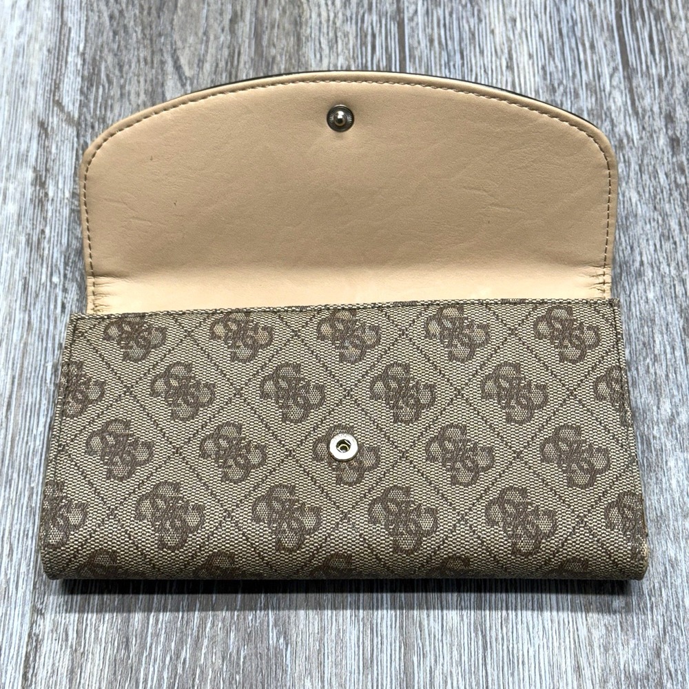 ☆ Guess Logo Print Satchel Handbag Purse + Wallet Brown Multicolor Please Read - Picture 9 of 16